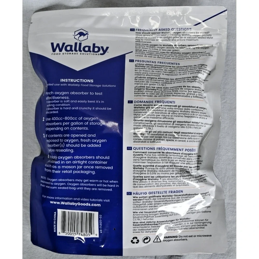 Wallaby 400cc Oxygen Absorbers Food Storage 100 Count 10 Packs of 10 NEW